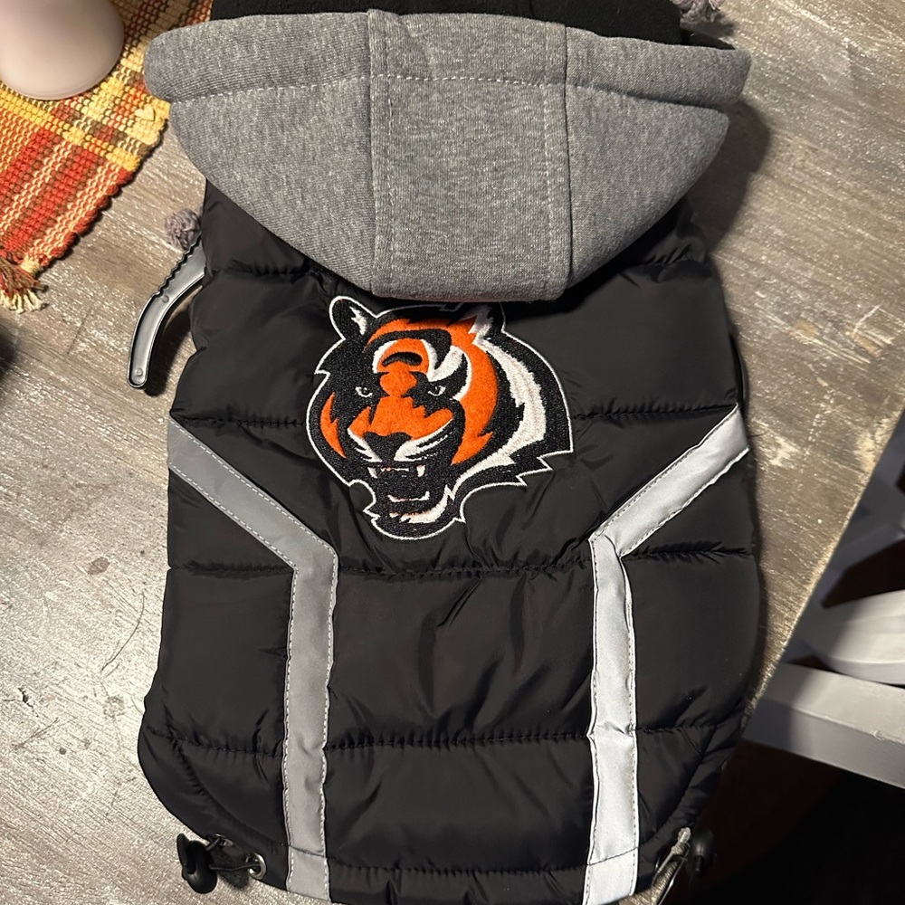 NFL Bengals Black and Gray Dog Hoodie with Tiger Design
